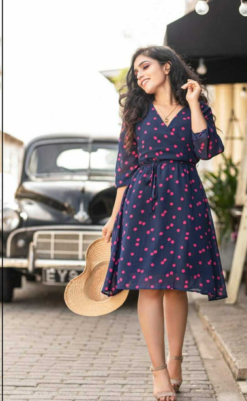 Half Frock Designer Dress Style Shiffon material Casual Beach Sundress  Party | eBay